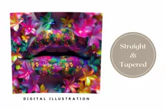 Colorful Lips Tumbler Design, Floral Tumbler Sublimation PNG Product Image 3