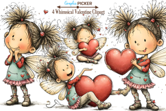 Whimsical Valentine Fairy Clipart, Valentine's Day PNG Product Image 2