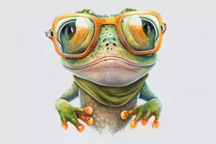 Frog wearing glasses clipart, Funny frog clipart, Product Image 3