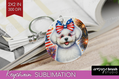 Bichon Frise Dog Keychain PNG Patriotic Dog Keychain Product Image 1