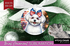 Bichon Frise Dog Ornament PNG Patriotic Dog PNG Sublimation Product Image 1