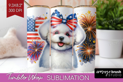 Bichon Frise Dog Tumbler Wrap Patriotic Dog Tumbler PNG Product Image 1