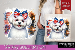Bichon Frise Dog Tote Bag Patriotic Dog Tote Bag PNG Product Image 1