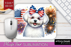 Bichon Frise Dog Mouse Pad Sublimation Patriotic Dog PNG Product Image 1