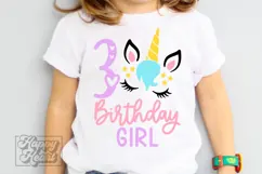 Three Birthday Unicorn SVG - 3rd Birthday Unicorn Shirt PNG Product Image 1