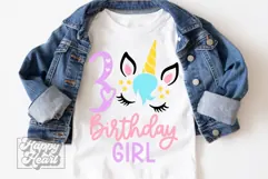 Three Birthday Unicorn SVG - 3rd Birthday Unicorn Shirt PNG Product Image 4