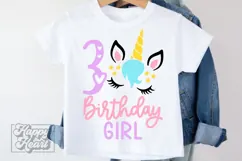 Three Birthday Unicorn SVG - 3rd Birthday Unicorn Shirt PNG Product Image 5