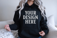 Black Gildan 18500 Hoodie Mockup, G18000 Hoodie Model mockup Product Image 1