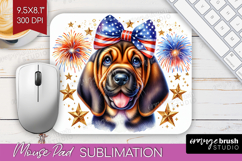 Bloodhound Dog Mouse Pad Sublimation Patriotic Dog Mousepad Product Image 1