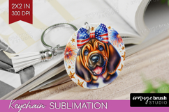 Bloodhound Dog Keychain PNG Patriotic Dog Keychain Product Image 1