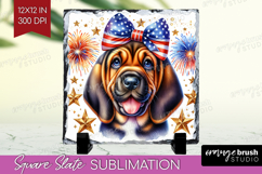 Bloodhound Dog Slate PNG Patriotic Dog Square Slate Product Image 1