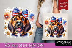 Bloodhound Dog Tote Bag Patriotic Dog Tote Bag PNG Product Image 1