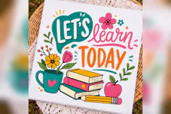 Lets Learn Today PNG, Teacher Back to School PNG, Books Appl Product Image 3