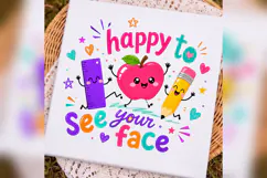 Happy To See Your Face PNG, Cute Teacher Apple Design Product Image 3
