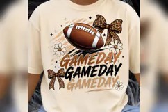 Game Day Football PNG, Leopard Bow Football Design, Coquette Product Image 3