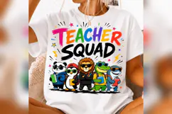 Teacher Squad Cute Animals PNG, Colorful Back to School Product Image 2