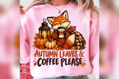 Autumn Leaves Coffee Fox PNG, Cute Fall Fox Design Product Image 2