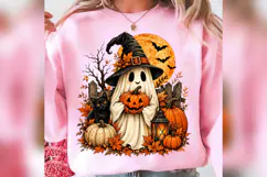 Halloween Ghost PNG, Cute Witch Ghost Pumpkin Black Cat Fall Product Image 3