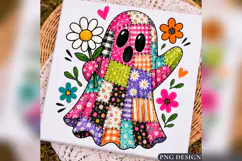 Patchwork Ghost PNG, Floral Halloween Ghost Design Product Image 1