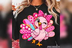 Pink Turkey PNG, Coquette Thanksgiving Turkey, Girly Floral Product Image 2
