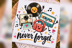 Retro Music Never Forget PNG, Vintage Cassette Vinyl Camera Product Image 2