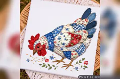 Patriotic Chicken PNG, Patchwork Hen Farmhouse Design Product Image 1