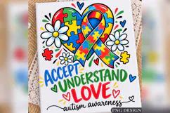 Autism Awareness PNG, Puzzle Heart Ribbon Design Product Image 2