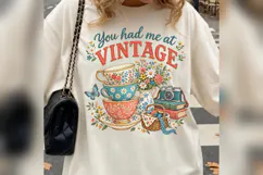 Vintage Tea PNG, Floral Teacup Retro Camera Design, Cottagec Product Image 1