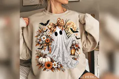 Floral Lace Ghost PNG, Coquette Halloween Ghost, Bow Pumpkin Product Image 2