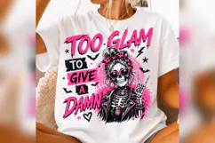 Too Glam to Give a Damn Skeleton PNG, Pink Halloween Girl Product Image 2