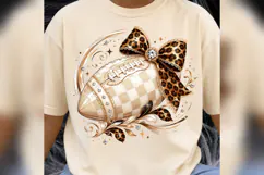 Leopard Bow Football PNG, Neutral Game Day Football, Coquett Product Image 3