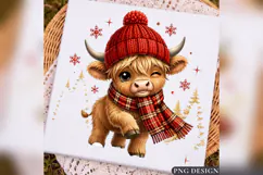 Winter Highland Cow PNG, Cute Christmas Cow Design Product Image 2