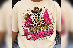Howdy Christmas PNG, Pink Western Christmas Trees, Cowgirl Product Image 2