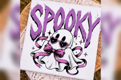 Spooky Ghost Halloween PNG, Pink Bow Ghost Shirt Design Product Image 3