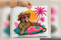 Tropical Leopard PNG, Surfing Leopard Summer Design, Beach Product Image 2
