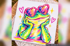 Colorful Frog Heart Glasses PNG, Cute Funky Frog Lover Desig Product Image 2