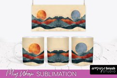 Boho Mug Wrap - Minimalist Landscape Mug Sublimation Design Product Image 1