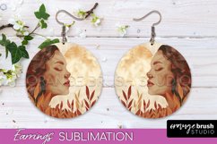 Boho Landscape Round Earring Sublimation, Minimalist Earring Product Image 1