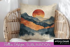 Boho Pillow Cover - Minimalist Landscape Pillow Sublimation Product Image 1