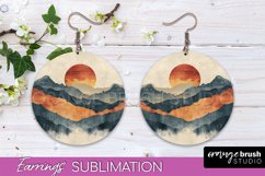 Boho Landscape Round Earring Sublimation, Minimalist Earring Product Image 1