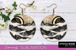 Boho Landscape Round Earring Sublimation, Minimalist Earring Product Image 1