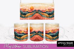 Boho Mug Wrap - Minimalist Landscape Mug Sublimation Design Product Image 1