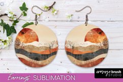 Boho Landscape Round Earring Sublimation, Minimalist Earring Product Image 1