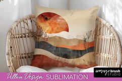 Boho Pillow Cover - Minimalist Landscape Pillow Sublimation Product Image 1
