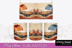 Boho Mug Wrap - Minimalist Landscape Mug Sublimation Design Product Image 1