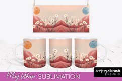 Boho Mug Wrap - Minimalist Landscape Mug Sublimation Design Product Image 1