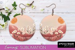 Boho Landscape Round Earring Sublimation, Minimalist Earring Product Image 1