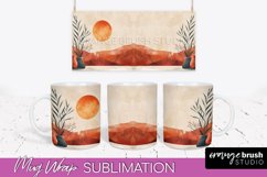 Boho Mug Wrap - Minimalist Landscape Mug Sublimation Design Product Image 1