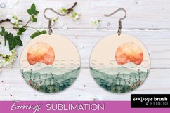Boho Landscape Round Earring Sublimation, Minimalist Earring Product Image 1