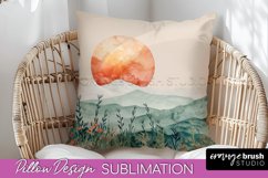 Boho Pillow Cover - Minimalist Landscape Pillow Sublimation Product Image 1